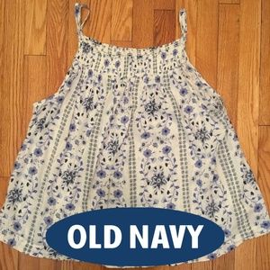 Old Navy Blue/White Floral Cami Top size XXL
